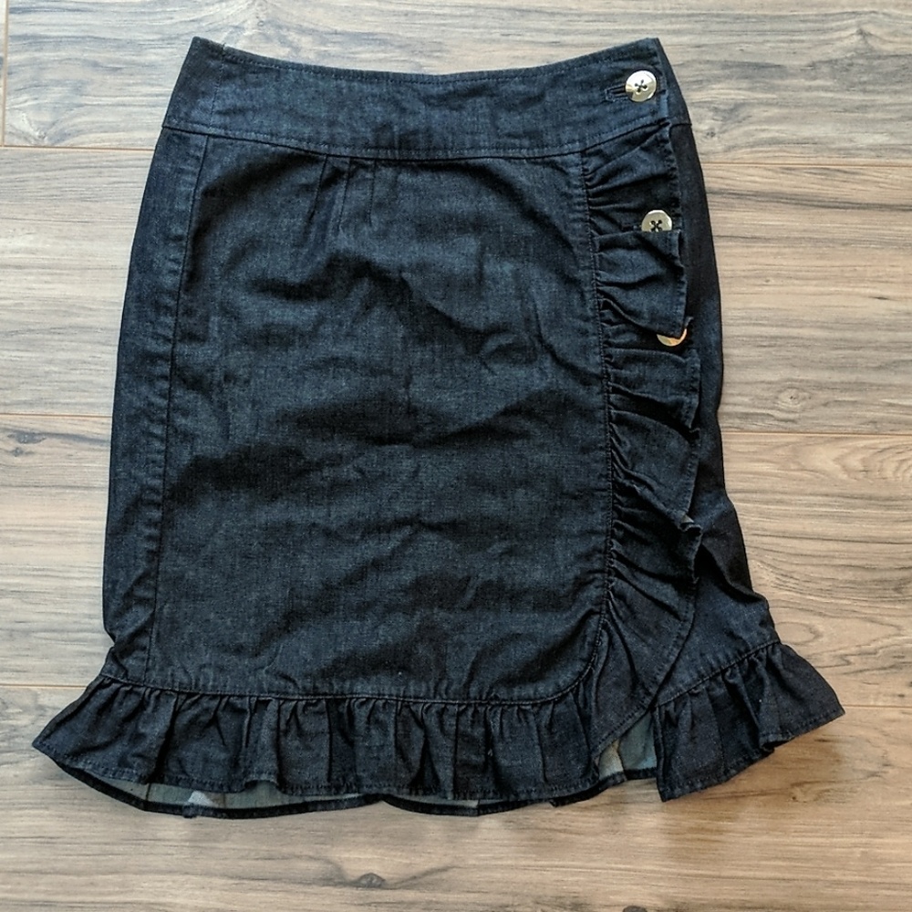 ANTHRO. Leifsdottir Ruffled Denim Skirt